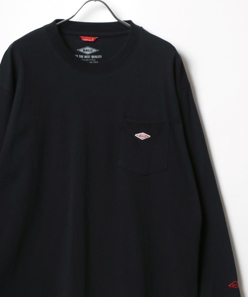 BALL(ボール)の「2026SS BALL/ボール ワンポイントロゴ ワッペン刺繍 ポケット付 無地 ロングスリーブTシャツ レディース メンズ(Tシャツ/カットソー・メンズ・モカ/チャコール/アッシュグレー/ブラック/サックスブルー・M/LL/L)」の20枚目の写真
