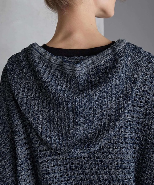 SERACE（セラス）の「【SERACE】Loose silhouette openwork mesh knit hoodie / ルーズシルエット透かし編みメッシュニットパーカー（パーカー・メンズ・ブルー/グレー/ブラック・L/M/S）」の18枚目の写真