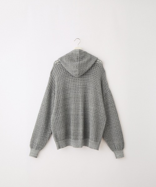 SERACE】Loose silhouette openwork mesh knit hoodie / ルーズ
