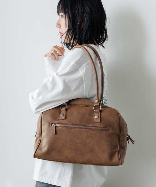 PBLIM（ページボーイリム）の「《UNISEX/500mlペットボトルも入る》2WAYボストンバッグ（ボストンバッグ・レディース・ブラウン/ブラック/オフホワイト/チャコールグレー/キャメル/カーキ/ベージュ・FREE）」の22枚目の写真