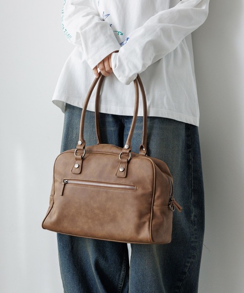 PBLIM（ページボーイリム）の「《UNISEX/500mlペットボトルも入る》2WAYボストンバッグ（ボストンバッグ・レディース・ブラウン/ブラック/オフホワイト/チャコールグレー/キャメル/カーキ/ベージュ・FREE）」の21枚目の写真