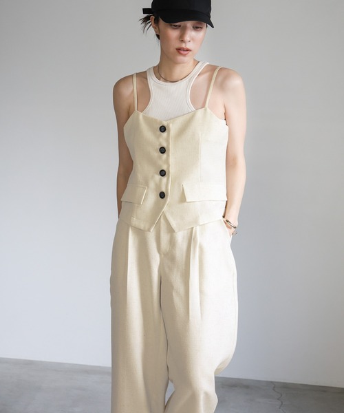 select MOCA（セレクトモカ）の「リネンライクハンサムビスチェ（ベスト・レディース・アイボリー/ネイビー・FREE）」の9枚目の写真