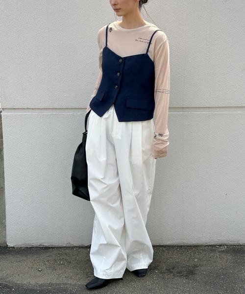 select MOCA（セレクトモカ）の「リネンライクハンサムビスチェ（ベスト・レディース・アイボリー/ネイビー・FREE）」の21枚目の写真