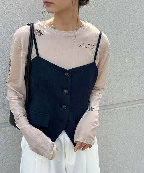 select MOCA（セレクトモカ）の「リネンライクハンサムビスチェ（ベスト・レディース・アイボリー/ネイビー・FREE）」の22枚目の写真