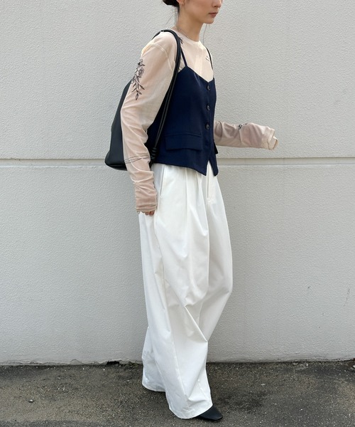 select MOCA（セレクトモカ）の「リネンライクハンサムビスチェ（ベスト・レディース・アイボリー/ネイビー・FREE）」の20枚目の写真