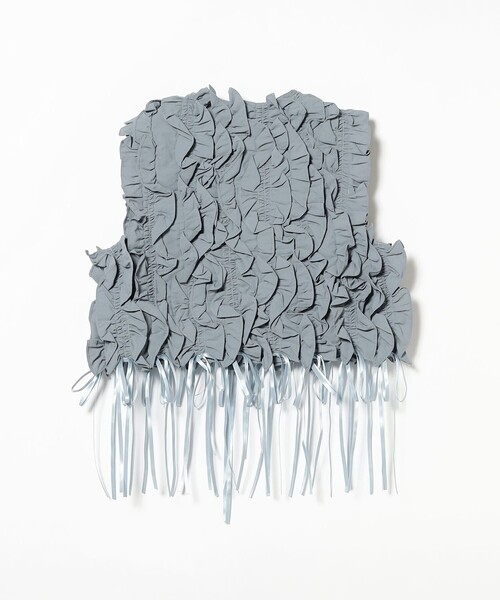 CAROLINA GLASER（カロリナ グレイサー）の「リボン フリル  ショート丈ベスト（ベスト・レディース・ブラック/サックスブルー・ONE SIZE）」の10枚目の写真