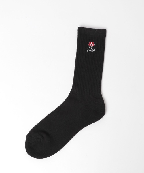 HARE（ハレ）の「flowerシシュウSOX(HARE)（ソックス/靴下・メンズ・ブルー/レッド・FREE）」の3枚目の写真