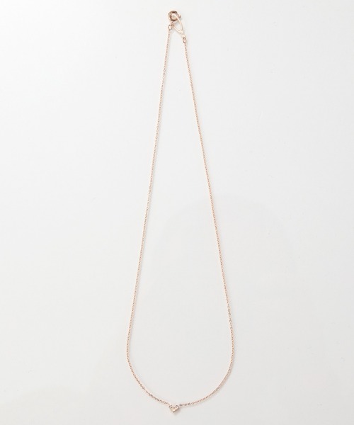 Phoebe（フィービィー）の「【金属アレルギー対応】スリービジューミニハートネックレス/全長:41cm/ハートモチーフ（ネックレス・レディース・シャンパン・FREE）」の2枚目の写真