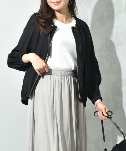 INTERPLANET（インタープラネット）の「Ｎ／ＲスラブクロスＺＩＰブルゾン（ブルゾン・レディース・ブラック/オフホワイト・FREE）」の2枚目の写真