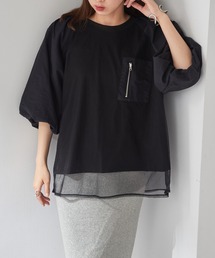 【MAISON BREEZE reveur】チュールレイヤード ラグランプルオーバー チュールトップス trc