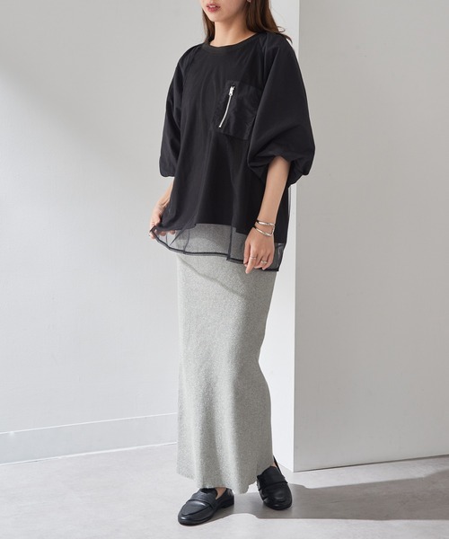 MAISON BREEZE reveur(メゾンブリーズレヴール)の「【MAISON BREEZE reveur】チュールレイヤード ラグランプルオーバー チュールトップス trc(Tシャツ/カットソー・レディース・ホワイト/ブラック/カーキ・FREE)」の14枚目の写真