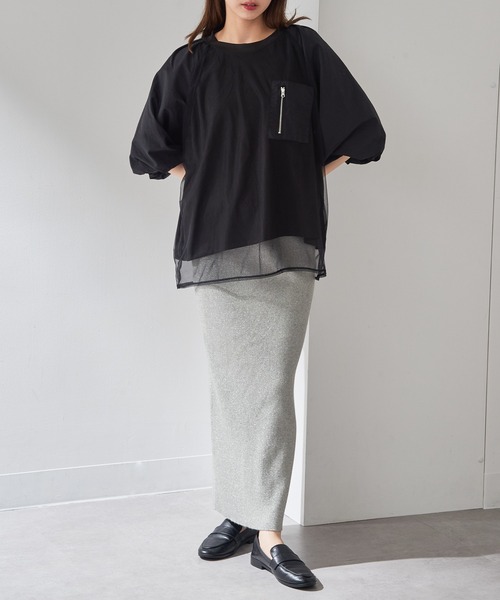 MAISON BREEZE reveur(メゾンブリーズレヴール)の「【MAISON BREEZE reveur】チュールレイヤード ラグランプルオーバー チュールトップス trc(Tシャツ/カットソー・レディース・ホワイト/ブラック/カーキ・FREE)」の15枚目の写真