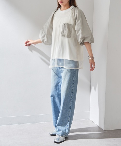 MAISON BREEZE reveur(メゾンブリーズレヴール)の「【MAISON BREEZE reveur】チュールレイヤード ラグランプルオーバー チュールトップス trc(Tシャツ/カットソー・レディース・ホワイト/ブラック/カーキ・FREE)」の9枚目の写真