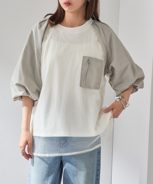 MAISON BREEZE reveur(メゾンブリーズレヴール)の「【MAISON BREEZE reveur】チュールレイヤード ラグランプルオーバー チュールトップス trc(Tシャツ/カットソー・レディース・ホワイト/ブラック/カーキ・FREE)」の5枚目の写真