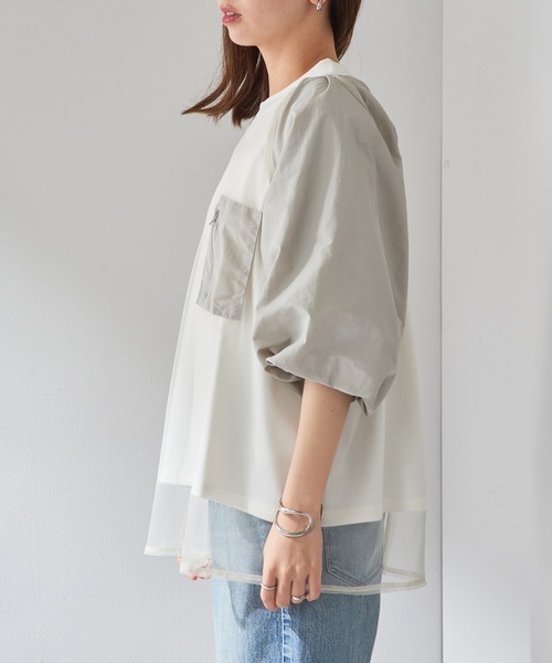 MAISON BREEZE reveur(メゾンブリーズレヴール)の「【MAISON BREEZE reveur】チュールレイヤード ラグランプルオーバー チュールトップス trc(Tシャツ/カットソー・レディース・ホワイト/ブラック/カーキ・FREE)」の7枚目の写真