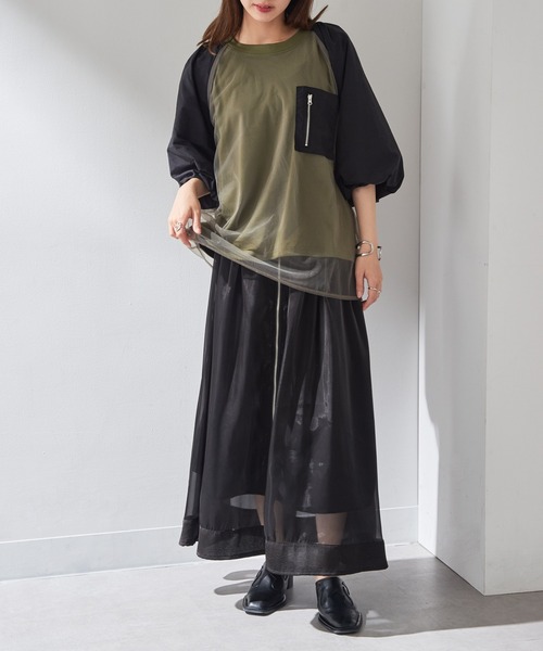 MAISON BREEZE reveur(メゾンブリーズレヴール)の「【MAISON BREEZE reveur】チュールレイヤード ラグランプルオーバー チュールトップス trc(Tシャツ/カットソー・レディース・ホワイト/ブラック/カーキ・FREE)」の19枚目の写真