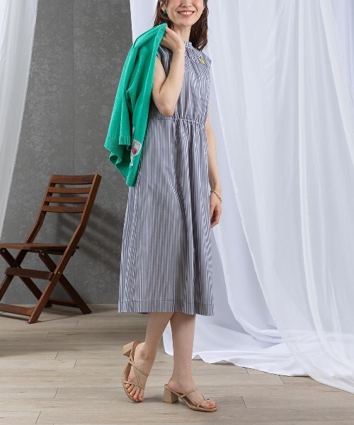 STUDIO PICONE(スタジオピッコーネ)の「ストライプ柄冷感ノースリワンピース(ワンピース・レディース・ネイビー/ブルー/グレー・L/M/LL)」の16枚目の写真