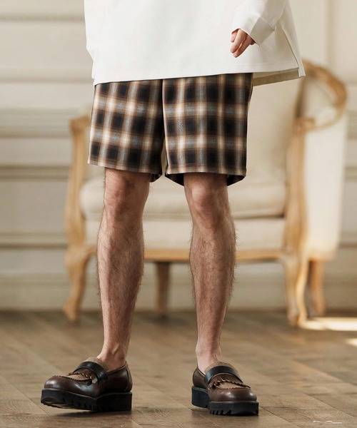 CAMBIO(カンビオ)の「mp13259-Ombre Check Short Pants ショートパンツ(その他パンツ・メンズ・ブラック系その他/ブラウン系その他/ベージュ系その他・S/M/L)」の4枚目の写真