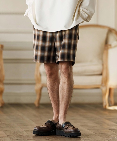 CAMBIO(カンビオ)の「mp13259-Ombre Check Short Pants ショートパンツ(その他パンツ・メンズ・ブラック系その他/ブラウン系その他/ベージュ系その他・S/M/L)」の5枚目の写真