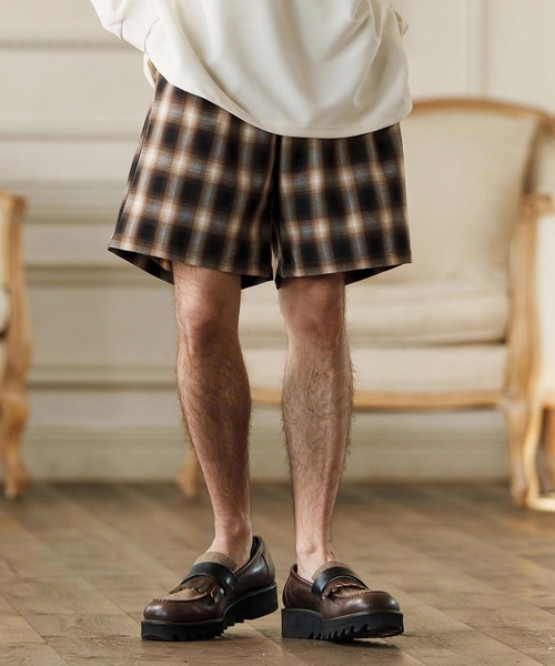 CAMBIO(カンビオ)の「mp13259-Ombre Check Short Pants ショートパンツ(その他パンツ・メンズ・ブラック系その他/ブラウン系その他/ベージュ系その他・S/M/L)」の6枚目の写真