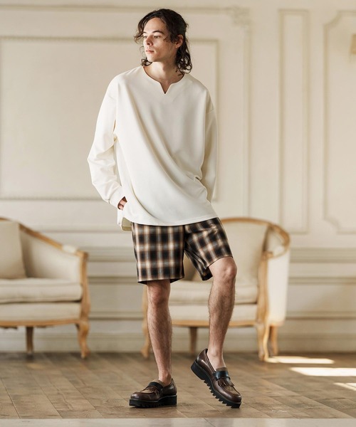 CAMBIO(カンビオ)の「mp13259-Ombre Check Short Pants ショートパンツ(その他パンツ・メンズ・ブラック系その他/ブラウン系その他/ベージュ系その他・S/M/L)」の7枚目の写真