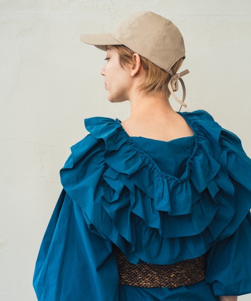 ORIENT MILLINERY(オリエント ミリナリー)の「BACK RIBBON CAP(キャップ・レディース・ブラック/オフホワイト/ベージュ・FREE)」の4枚目の写真