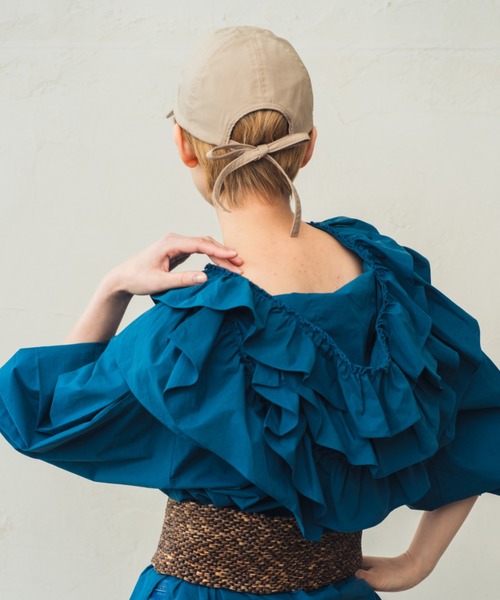 ORIENT MILLINERY(オリエント ミリナリー)の「BACK RIBBON CAP(キャップ・レディース・ブラック/オフホワイト/ベージュ・FREE)」の5枚目の写真