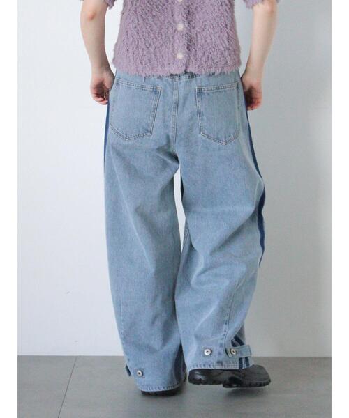 ehka sopo(エヘカソポ)の「サイドラインカーブデニムパンツ(その他パンツ・レディース・ブルー/サックスブルー/グレー・F)」の3枚目の写真