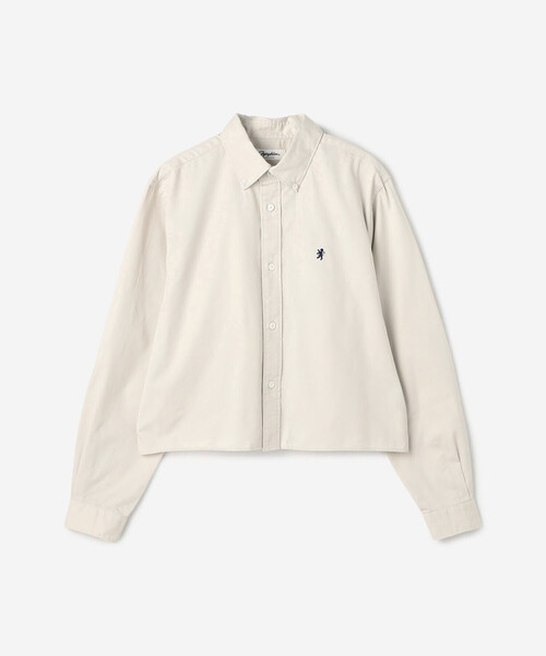 GYMPHLEX（ジムフレックス）の「Gymphlex | コットンツイル ショートボタンダウンシャツ WOMEN（シャツ/ブラウス・レディース・ベージュ/チャコール・14）」の3枚目の写真