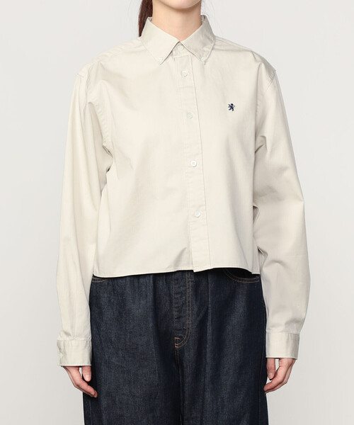 GYMPHLEX（ジムフレックス）の「Gymphlex | コットンツイル ショートボタンダウンシャツ WOMEN（シャツ/ブラウス・レディース・ベージュ/チャコール・14）」の10枚目の写真