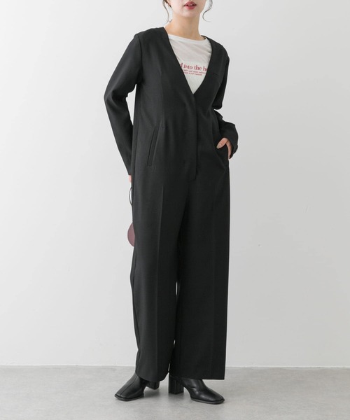 SENSE OF PLACE by URBAN RESEARCH（センスオブプレイスバイアーバンリサーチ）の「テーラードジャンプスーツ（サロペット/オーバーオール・レディース・ブラック/ベージュ・MEDIUM/SMALL）」の8枚目の写真
