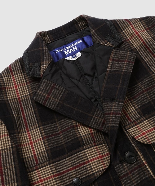 JUNYA WATANABE MAN（ジュンヤワタナベマン）の「綿ネルチェック×綿麻オックス×ウォッシャブルレザー ジャケット（ライダースジャケット・メンズ・ブラウン系その他・XS）」の3枚目の写真