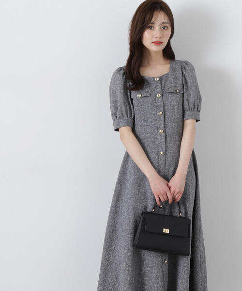 PROPORTION BODY DRESSING(プロポーションボディドレッシング)の「フロント釦スクエアネックワンピース / 1215140309(ワンピース・レディース・ネイビー/ブラック/グレー・SMALL/MEDIUM)」の2枚目の写真