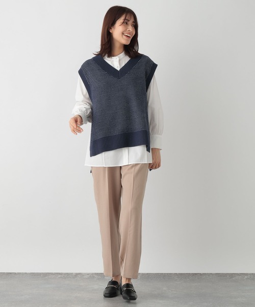 FOUND GOOD(ファウンドグッド)の「パールペプラムシャツLS(シャツ/ブラウス・レディース・ブルー系/ホワイト系5/ブラック・L/M/S)」の7枚目の写真