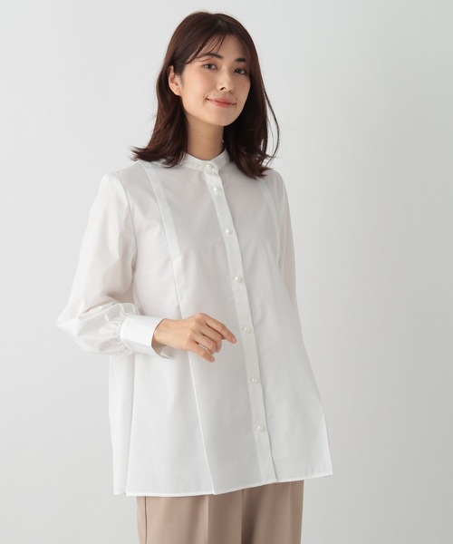 FOUND GOOD(ファウンドグッド)の「パールペプラムシャツLS(シャツ/ブラウス・レディース・ブルー系/ホワイト系5/ブラック・L/M/S)」の8枚目の写真