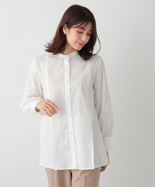 FOUND GOOD(ファウンドグッド)の「パールペプラムシャツLS(シャツ/ブラウス・レディース・ブルー系/ホワイト系5/ブラック・L/M/S)」の10枚目の写真