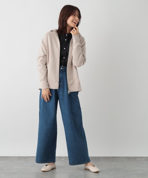 FOUND GOOD(ファウンドグッド)の「パールペプラムシャツLS(シャツ/ブラウス・レディース・ブルー系/ホワイト系5/ブラック・L/M/S)」の12枚目の写真