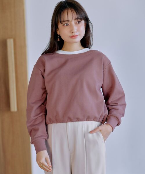 COHINA(コヒナ)の「ボートネックドロストスウェット 【低身長・小柄女性】(スウェット・レディース・グレー/ピンク/イエロー/ベージュ・ONE SIZE)」の15枚目の写真
