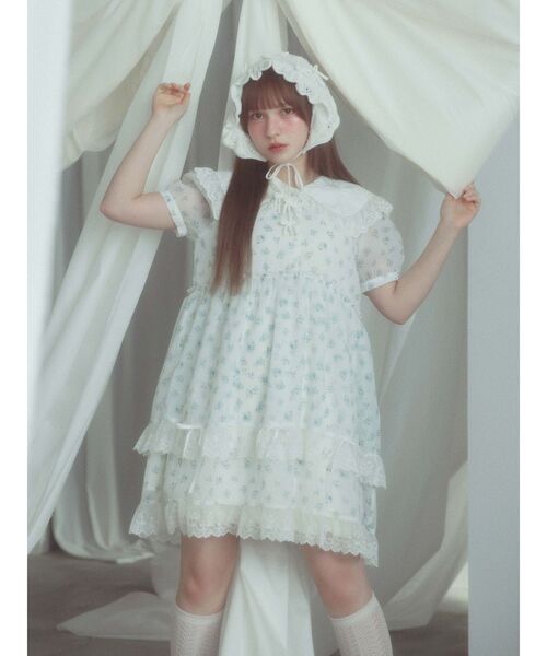 merryjenny airy petit flowerミニワンピース merry jenny（メリージェニー）の「【早瀬ノエル コラボ】airy