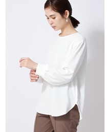 PERFORMANCE BLOUSE ラウンドネックブラウス 8分袖 ウォッシャブル UVカット 無地
