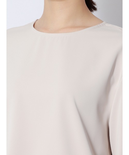 WONDERFUL WORLD ブラウン半袖ブラウス 小さいサイズ】幾何柄シフォンスタンドカラーブラウス/洗える