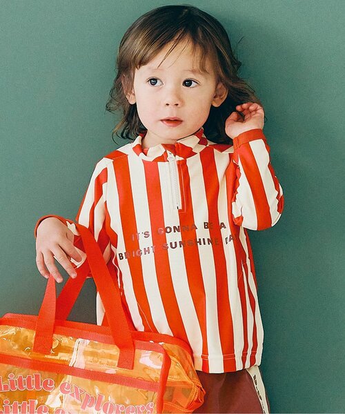 p.premier（ピードットプルミエ）の「【ジュニア対応】ストライプハーフジップラッシュガード（ラッシュガード・キッズ・ミント/イエロー/レッド・80/90/100/110/120/130/140）」の3枚目の写真