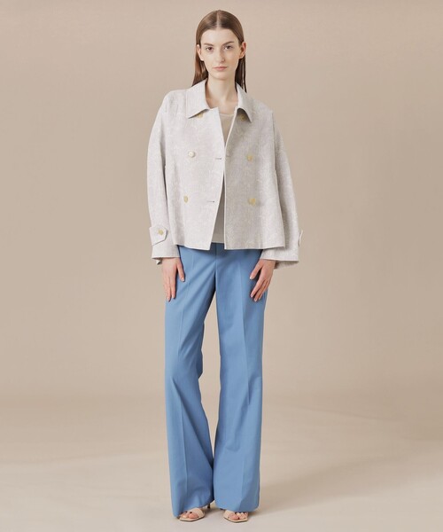 MACKINTOSH LONDON（マッキントッシュ ロンドン）の「【婦人画報掲載】【BIBURY FLOWER】【FYVIE/フィビー】バイブリーフラワージャカードショートコート（トレンチコート・レディース・ベージュ/ブルー・38）」の3枚目の写真