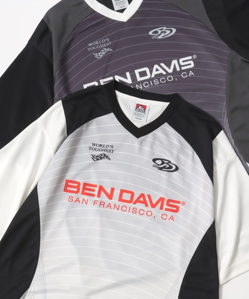 BEN DAVIS(ベンデイビス)の「BEN DAVIS/ベンデイビス BD GAME SHIRT TOP/オーバーサイズ メッシュ ブロークコア ゲームシャツ ユニフォームデザイン ロゴ ワンポイント 半袖Tシャツ/レディース メンズ(Tシャツ/カットソー・メンズ・ホワイト/ブラック/ネイビー・L/M/XL)」の2枚目の写真