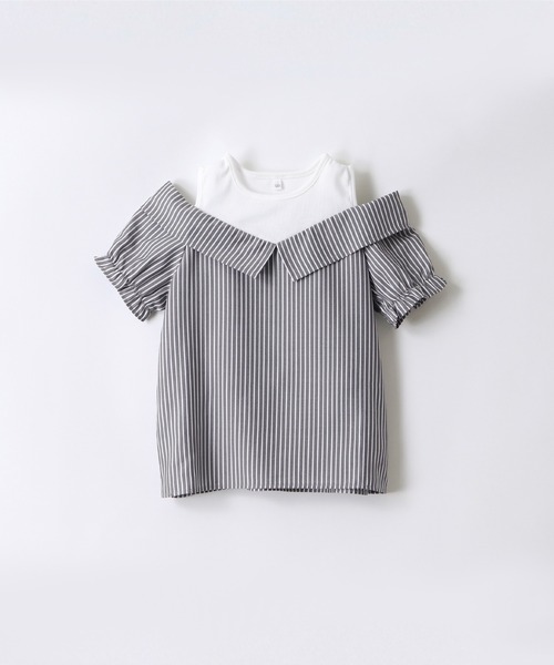 coca（coca）（コカ）の「キッズ　タンクドッキング肩あきブラウス（シャツ/ブラウス・キッズ・チャコール/ブルー・150/120/130/140）」の19枚目の写真