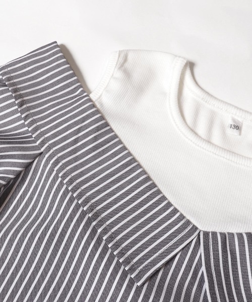 coca（coca）（コカ）の「キッズ　タンクドッキング肩あきブラウス（シャツ/ブラウス・キッズ・チャコール/ブルー・150/120/130/140）」の14枚目の写真