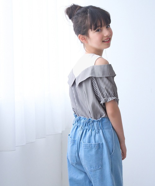 coca（coca）（コカ）の「キッズ　タンクドッキング肩あきブラウス（シャツ/ブラウス・キッズ・チャコール/ブルー・150/120/130/140）」の10枚目の写真
