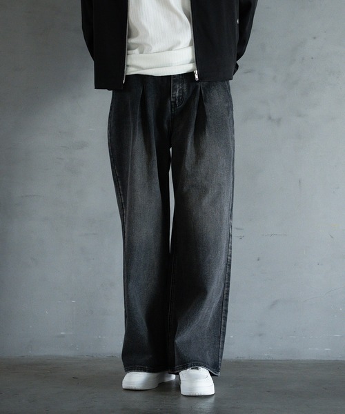 RATTLE TRAP(ラトルトラップ)の「【WEB限定】DENIM BAGGY WIDE PANTS/ルーズフィット/バギーデニムパンツ(デニムパンツ・メンズ・ブラック/ブルー・M/L)」の1枚目の写真
