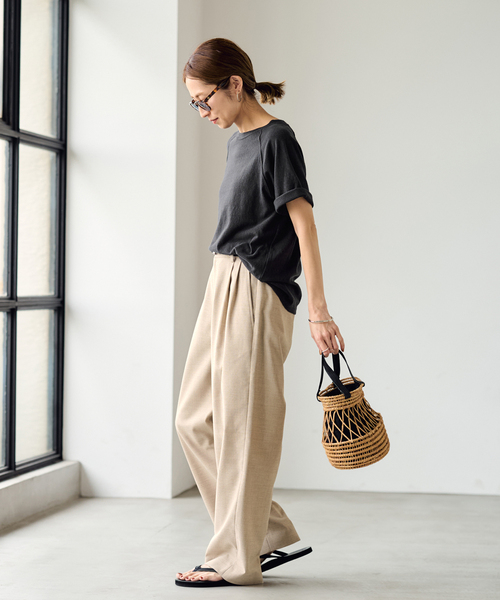 新品タグ付Spick and Span リネンライクカラミパンツ ブラウン 40 セール】リネンライクカラミパンツ（その他パンツ）｜Spick