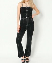 GORGE（ゴージ）の「《フレアライン×ステッチ映え》デニムオールインワン／一枚でキマる！（つなぎ/オールインワン）」